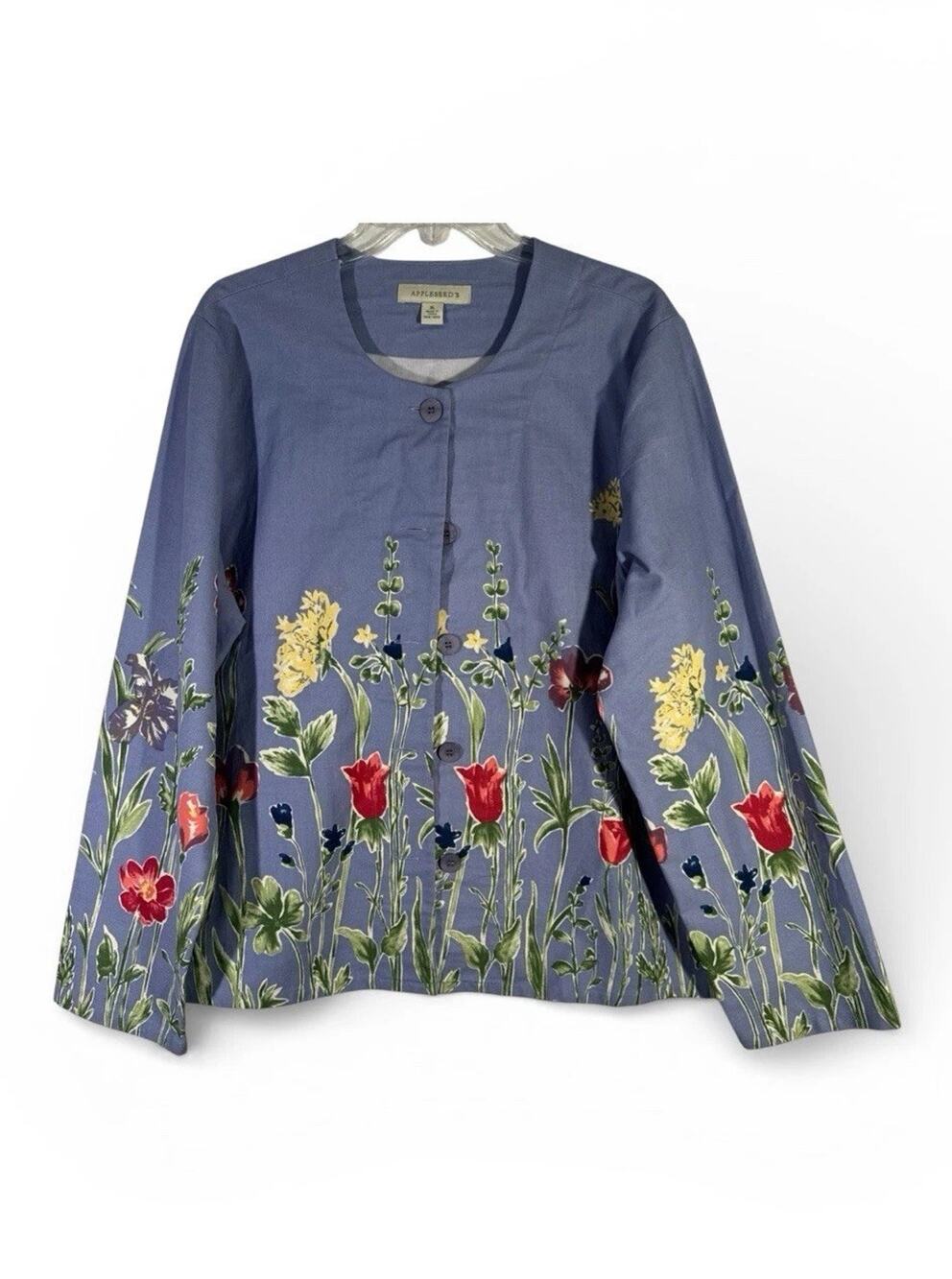 Appleseed's Floral Cotton Canvas Jacket - Women’s Size 14 - Button Up
